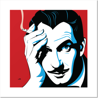 Smoking Vincent (Red and Blue) Posters and Art